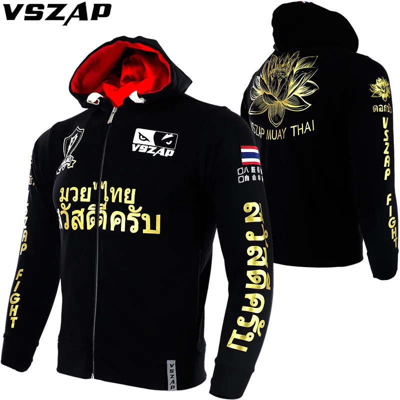 VSZAP MMA толстовки с длинными рукавами и изображением лотоса спортивная куртка для