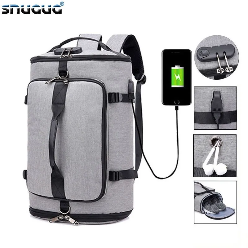 SNUGNG USB Противоугонный рюкзак для тренажерного зала сумки фитнеса сумка мужчин