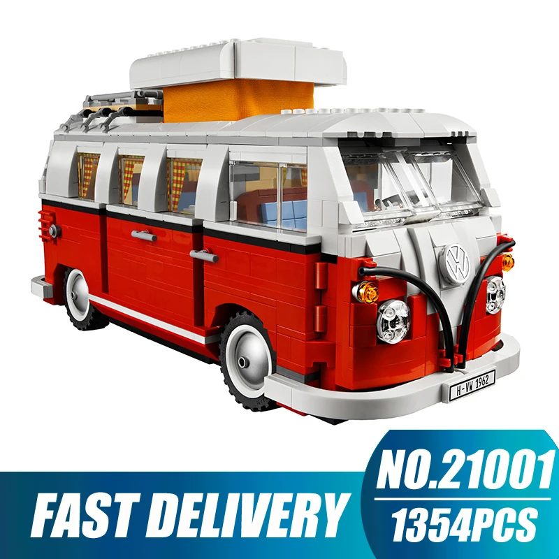 

Compatible Legoe Technic 10220 Model 21001 1354pcs Volkswagen T1 Camper Van building blocks Figure Bricks toys for children