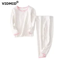 VIDMID/пижамные комплекты для маленьких девочек, зимнее хлопковое нижнее белье с длинными рукавами, пижамы, Детская одежда для девочек, одежда