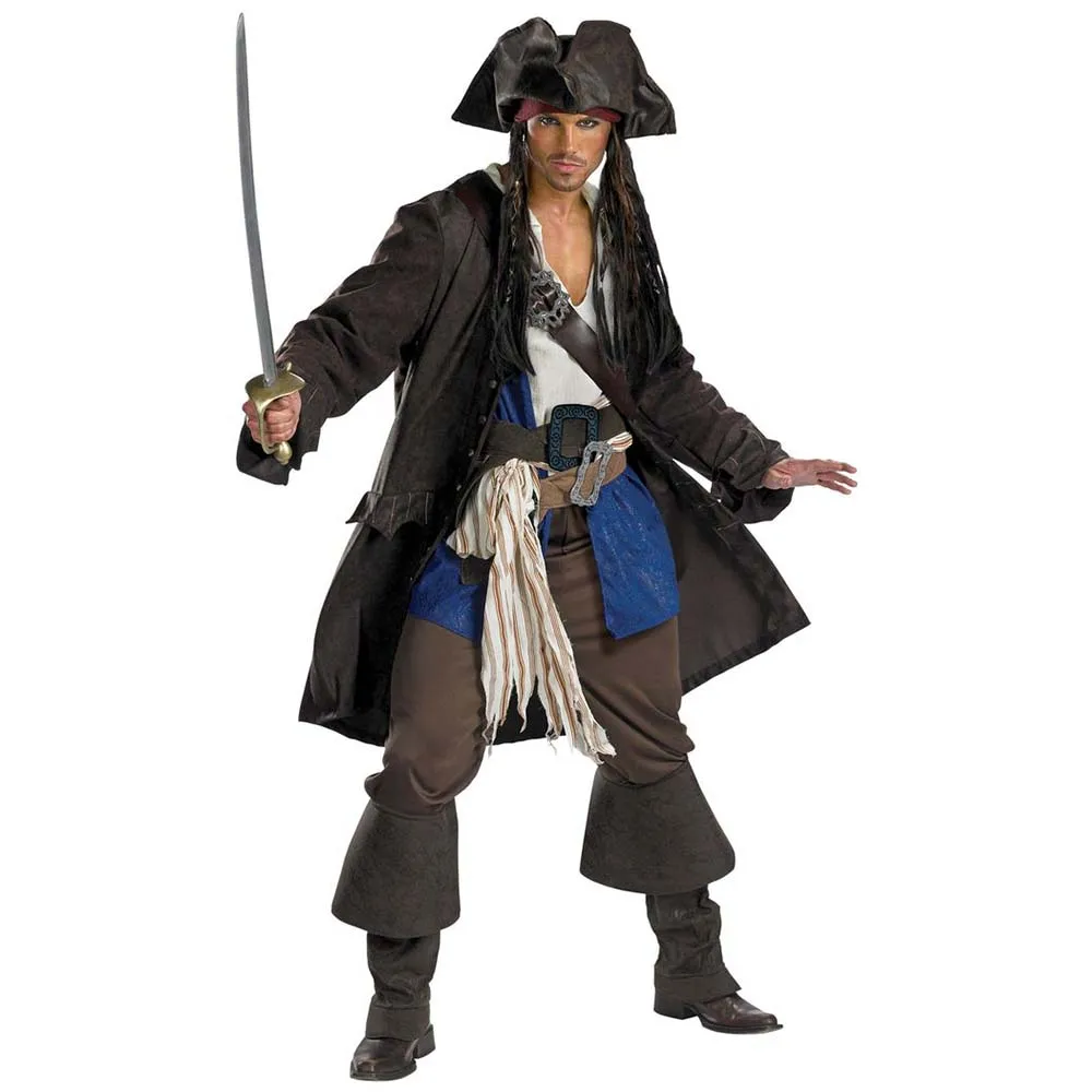Карибский Капитан Джек Воробей Пираты Карибского моря Косплэй взрослый костюм Для мужчин платье для Хеллоуина, Карнавальная вечеринка, Забавный костюм