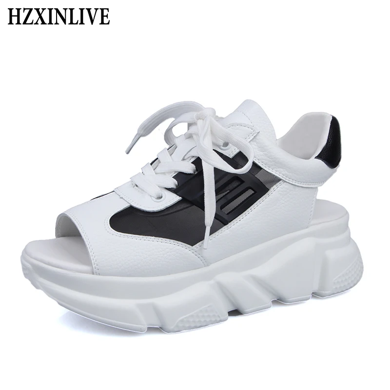 

HZXINLIVE Women Sandals 2019 Summer Platform Sandals Wedges Stripper Shoes Chunky Clear Mesh Open Toe High Heels Sandalias Mujer