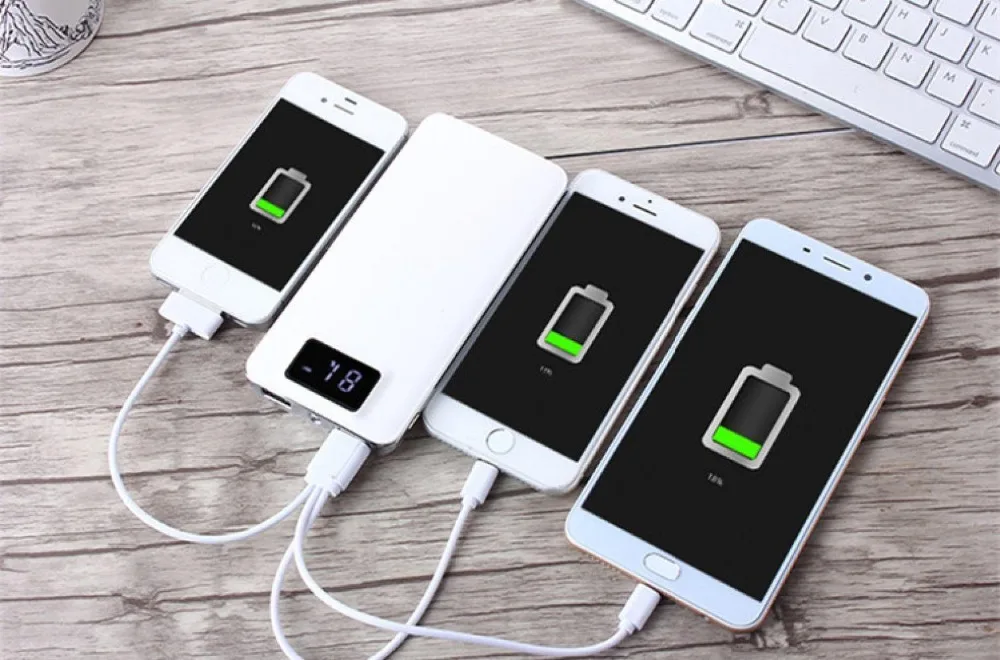 

Hot 20000mah Power Bank External Battery PoverBank 2 USB LCD Powerbank Portable Mobile phone Charger for Xiaomi MI iphone7 8