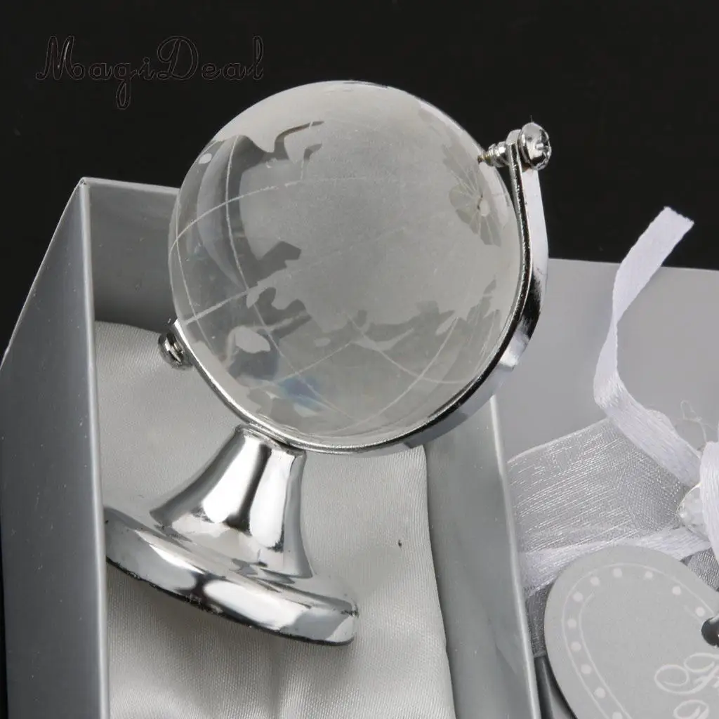 MagiDeal Серебряный стенд хрустальный мир Глобус свадебный подарок пресс-папье Васту фэн-шуй счастливый камень