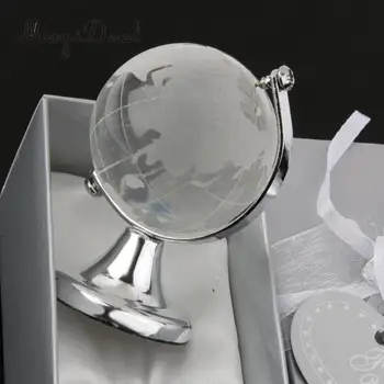 

MagiDeal Silver Stand Crystal World Globe Wedding Gift Paperweight Vastu Feng shui Lucky Stone