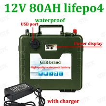 Водонепроницаемый lifepo4 12,8 v 12v 80ah bateria+ 5A зарядка с портом USB для LCTV аварийное освещение ксеноновая лампа Кемпинг Альпинизм