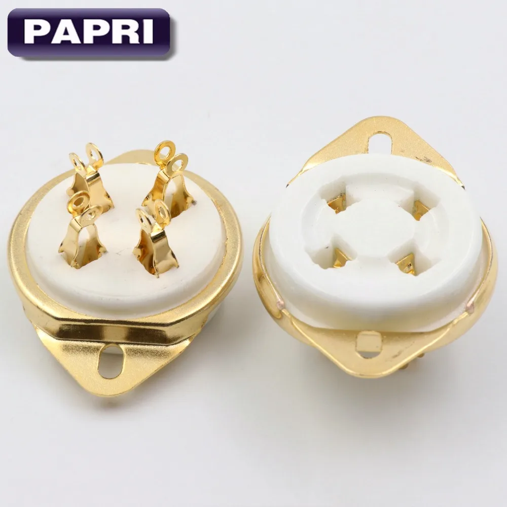 PAPRI 10 шт. Керамика 300B 2A3 5U4G 572B PX4 U4A вакуумная трубка гнездо позолоченные 4 Пина для