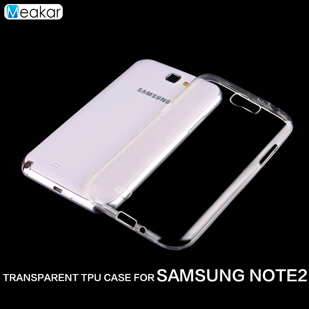 Прозрачный мягкий TPU 5.5для Samsung Galaxy Note 2 чехол для Note2 N7100 задней панели сотового