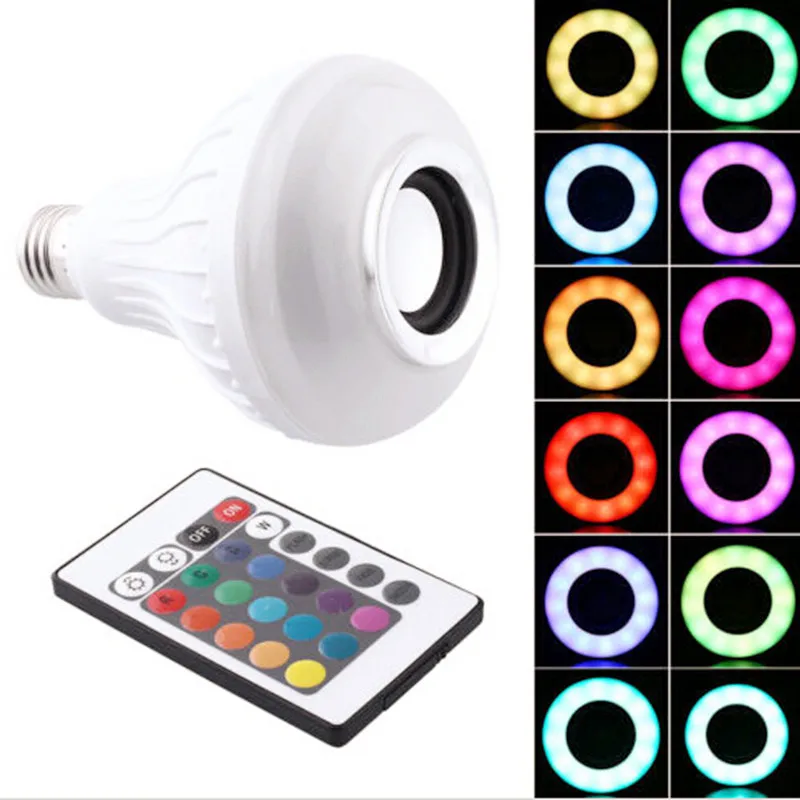 

Hot Sale E27 Bluetooth Remote Control Mini LED Audio Speaker RGB Color Bulb Music Lamp