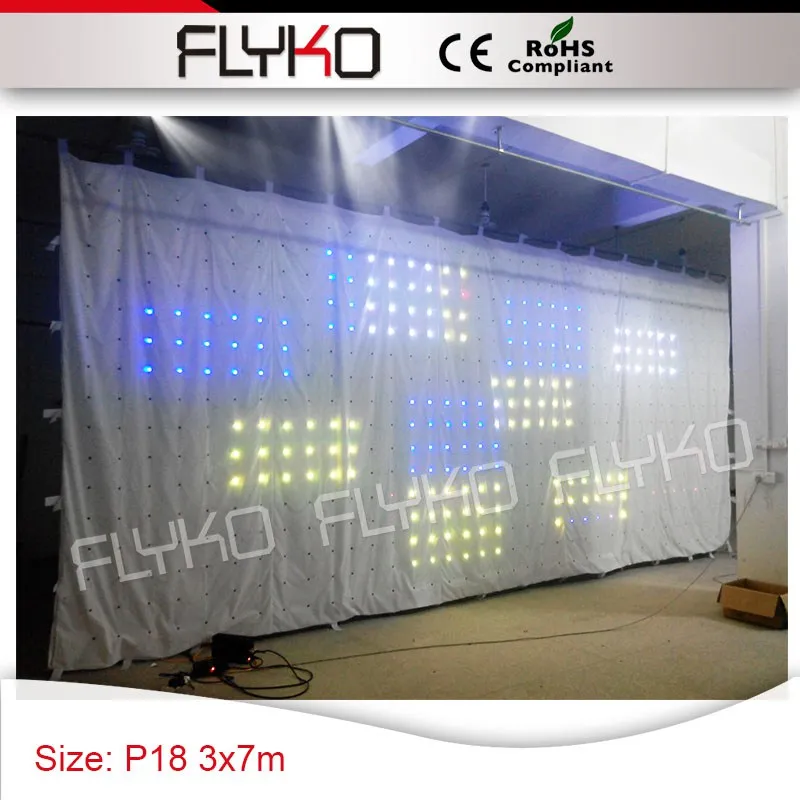 

P18 3x7m white cloth full color led lights show video on curtain for decoration