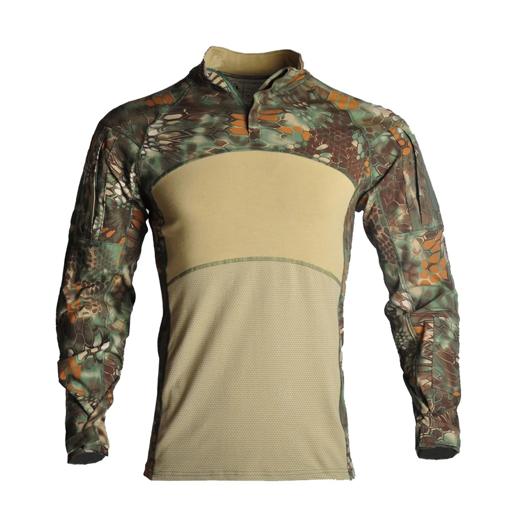 Tactical Combat Shirt Men Cotton Military Uniform Camouflage T Shirt Man Long Sleeve Airsoft Army T-shirts Male Tops Paintball