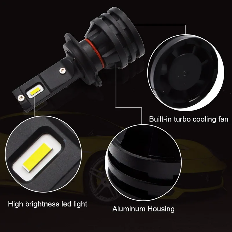 2 шт. автомобильные светодиодные лампы H7 H4 H11 H8 H9 55 вт 6500 лм|Передние LED-фары для