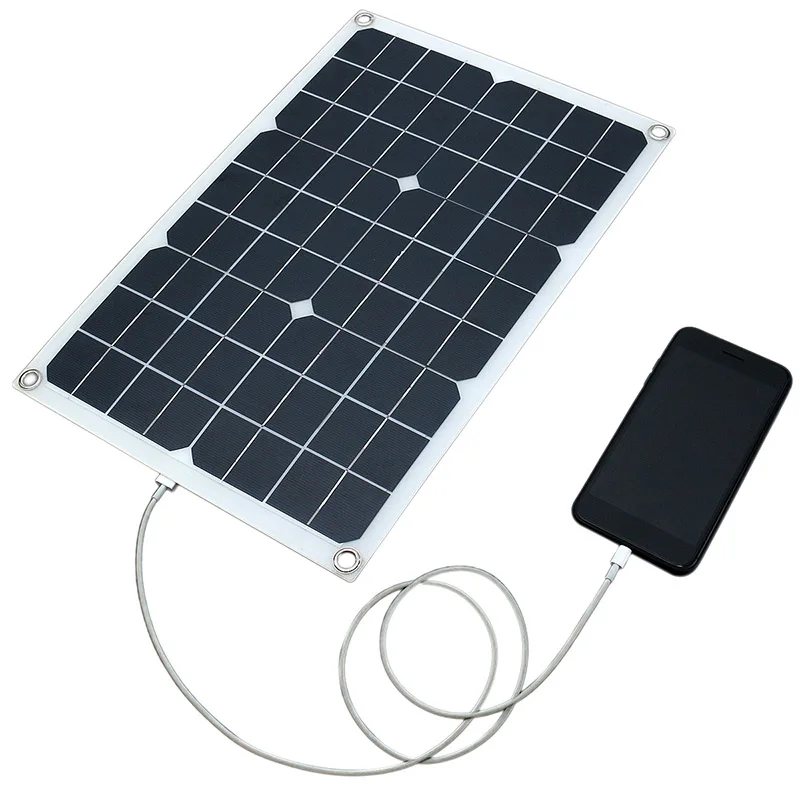 

20W 12V 5V DC Waterproof Battery Solar Panel USB Home for Phone RV Car Charger EDF88