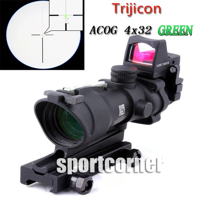 

Trijicon ACOG 4x32 Riflescope Green Optical Fiber Works really +Red Dot Rifle scope EM5161A Free shipping