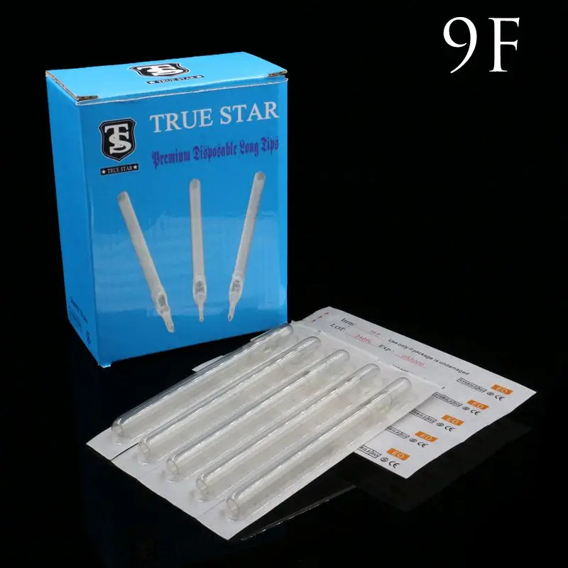

50PCS 9F Tattoo Tip True Star Clear Long Disposable Tips 108mm needles tip For Free Shipping