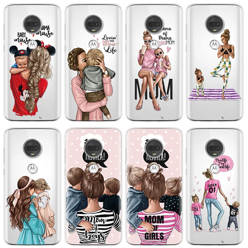 

Black Brown Hair Baby Mom Girl Case For Motorola Moto E5 E4 Z3 M C X Style X4 Z Z2 Z3 G3 G4 G6 Go G5 G5S G6 Play Plus One Covers