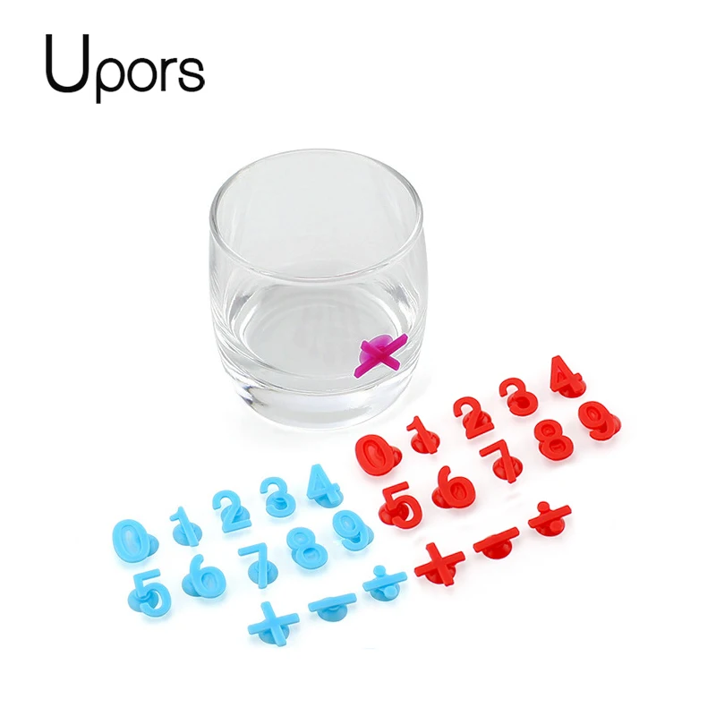 UPORS 14Pcs Wine Cup Label Tag Marker Glass Creative Food Grade Silicone Number Shape Digital | Дом и сад