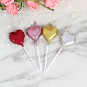 

Candle Love Heart Sticks Design Birthday Cake Decorative Candles Cake Topper Decorations Wedding Birthday Party Supplies