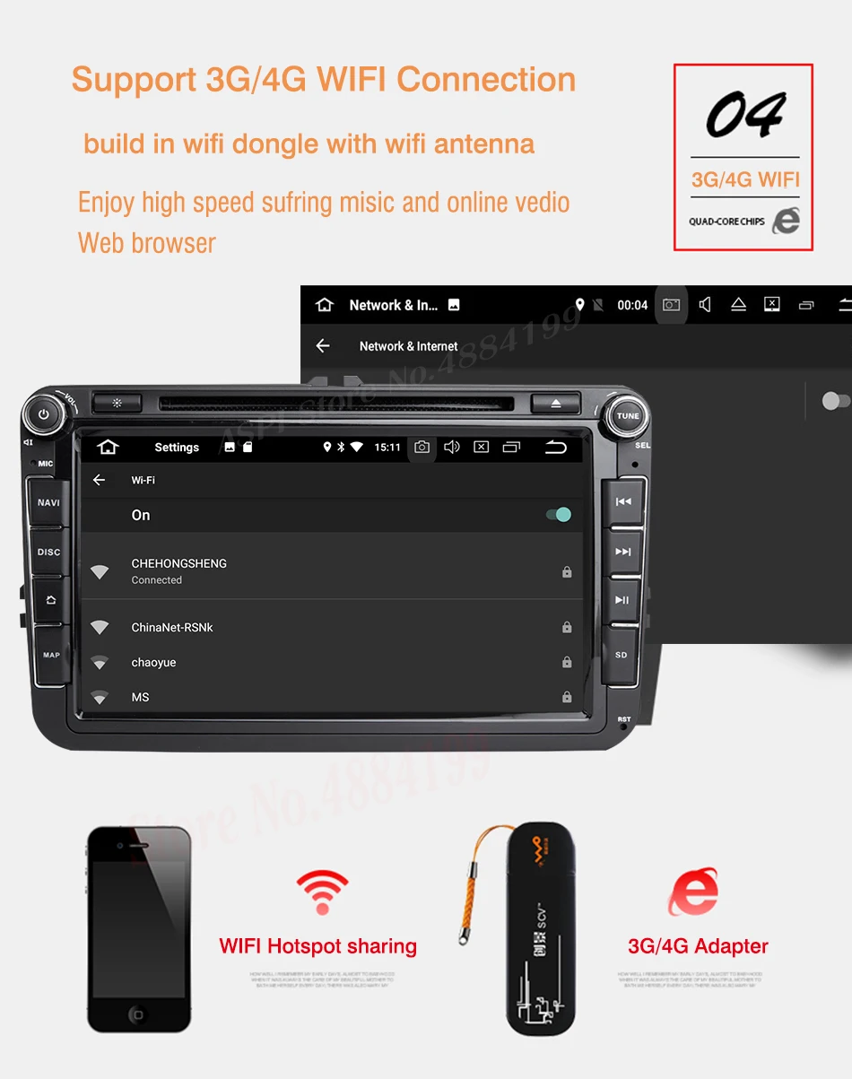 Perfect DSP IPS Car Multimedia player Android 9 GPS 2 Din Car Radio Audio Auto For VW/Volkswagen/POLO/PASSAT/Golf 8 Cores RAM 4G 64G 6