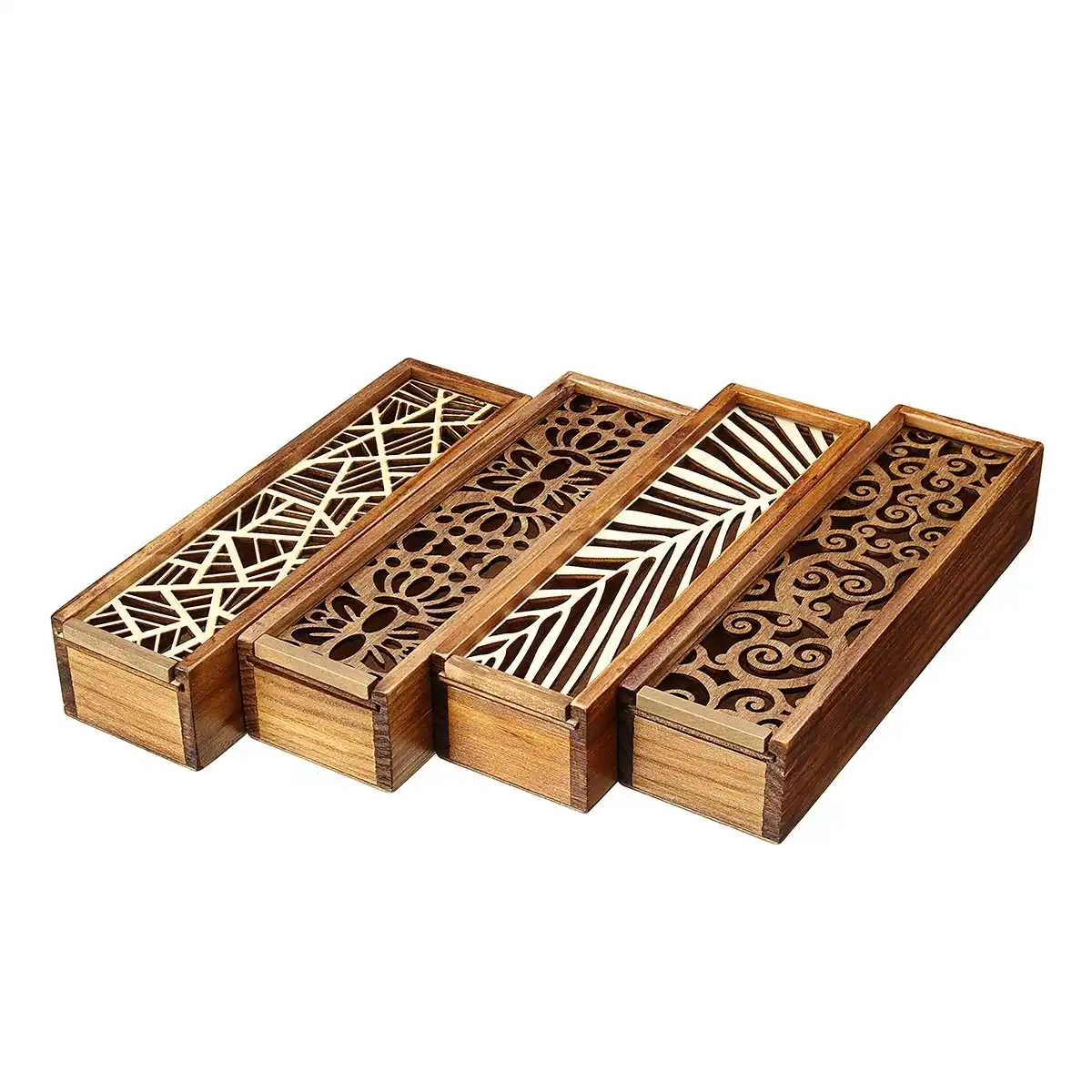 

Retro Wooden Hollow case Wood Storage Box multifunctional for Incense Jewelry Pencil Case Stationery Case Desk Storage case