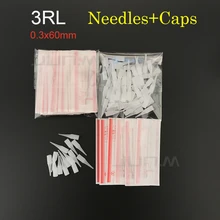 3R 0.3*60mm Permanent Makeup Needle With Tattoo Tip Caps For Permanent Makeup Eyebrow Eyeliner Lips Tattoo