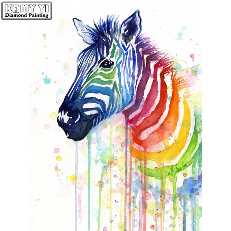 

5d diy diamond embroidery Colored zebra diamond painting Cross Stitch full square Rhinestone mosaic home decoration