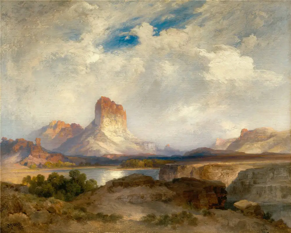 Thomas Moran Castle Rock, Green River, Wyoming Scenery Oil ...