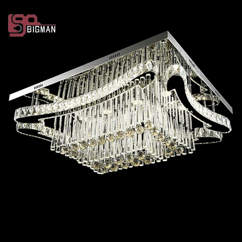 

new rectangle LED crystal chandeliers modern lighting stainless steel crystal lamp home light