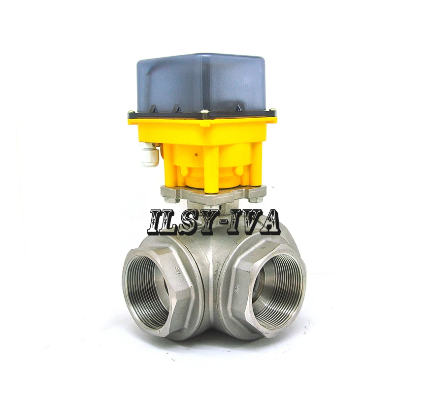 DN50 DC12V/24 V Трехходовой Электрический шаровой клапан из нержавеющей стали с 3 или 4