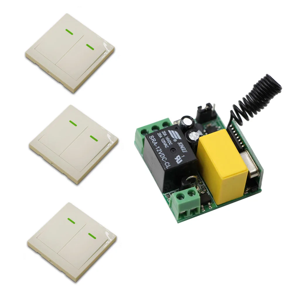 315Mhz 433Mhz AC220V Receiver Board +3*Wall Transmitter Wireless Power