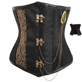 

Tough Steampunk Uunderbust Corset Top Women Sexy PVC Leather Corset Lady Faux Leather Corset Bustier
