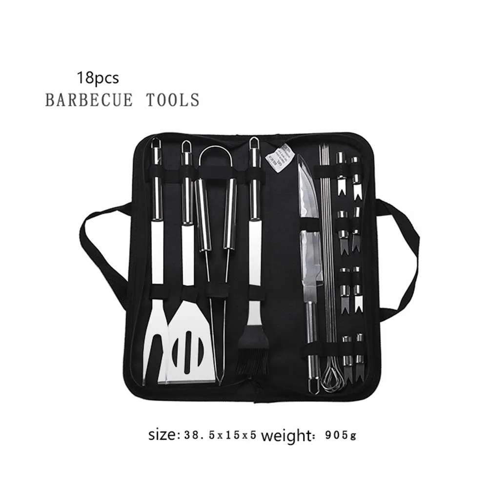 

18pcs Set Stainless Steel BBQ Tools set Grilling barbecue accessories Outdoor camping grill cooking utensil tools