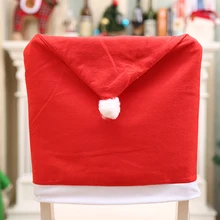 Hromeo 4Pcs Set Cap Xmas Mr Mrs Santa Claus Red Hat Chair