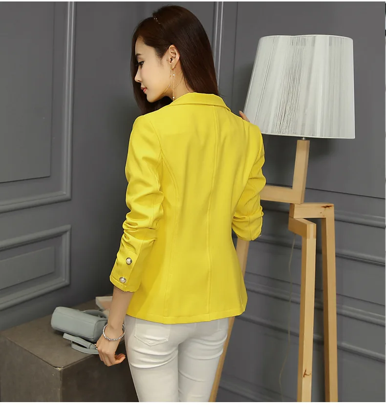 HanOrange Summer Autumn Single Button Long sleeve 2017 Fashion Thin Women Small Suit Blazer Jacket Green/Yellow/Black - 32813940954 HanOrange Summer Autumn Single Button Long sleeve 2017 Fashion Thin Women Small Suit Blazer Jacket Green/Yellow/Black - 32813940954