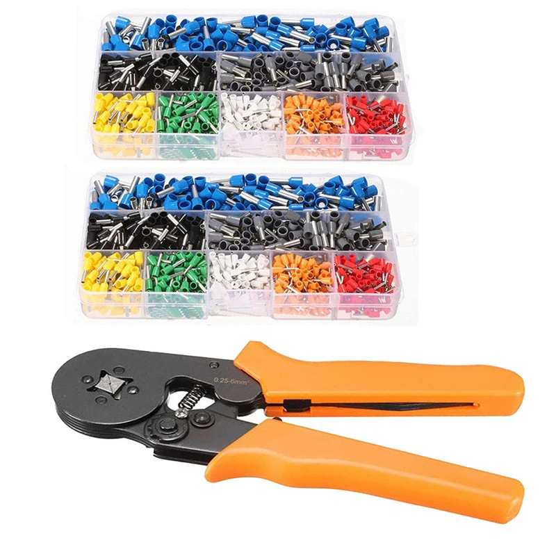 

Crimper Plier Set 0.25-6mm2 Self-adjustable Ratchat Wire Crimping Tool With 1600 Wire Terminal Crimp Connector Insulated
