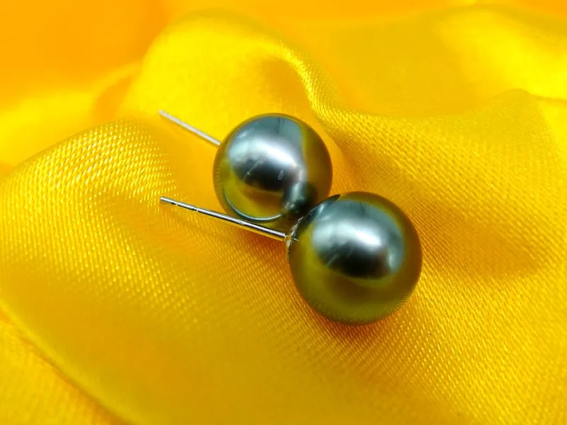18k gold seawater pearls black earrings 2