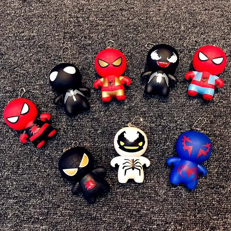 

Marvel The Avengers Figures Superheros Red Spiderman Black Spiderman Venom Keychain Toys 2019 New Anti Venom Figurines Keyring