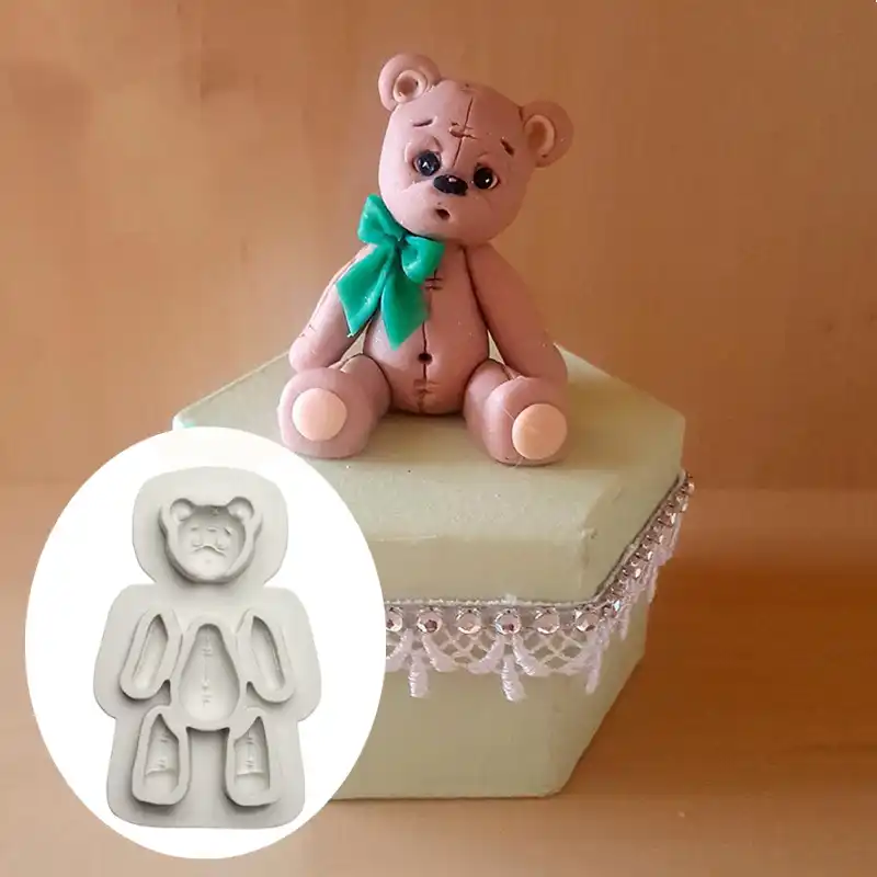 Molde de Fondant en Forma de Oso 3D Molde de Caramelo No Pegajoso Molde de Caramelo Herramienta para Hornear Pasteles Molde de Chocolate Molde de Pastel de Silicona Molde de Jab/ón Reutilizable