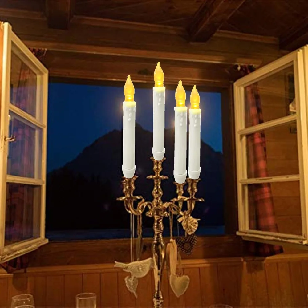 Us 12 58 30 Off Flameless Window Taper Candles Led Battery Operated Dripless Flickering Candle Lights For Harry Potter Party Decorations Christ On