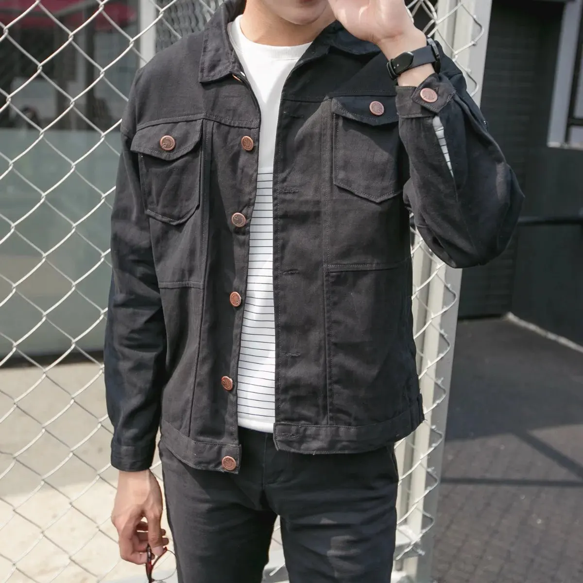 

Mr.nut Korean casual youth denim jacket not hooded wild self-cultivation spring and autumn tide men's embroidered jacket