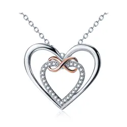 Sinya 925 пробы серебряные ювелирные изделия CZ kolye акцент Сердце Бесконечность любовь подарок для женщин колье кулон цепочки и ожерелья