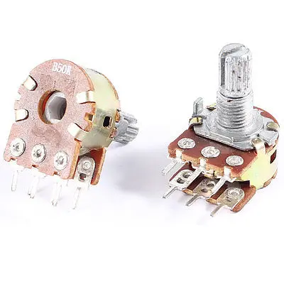 

2 Pcs 50K Ohm B50K Top Adjustment Dual Linear Rotary Taper Potentiometers