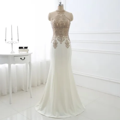 Color 4 Long Черное вечернее платье русалки размера плюс, Erosebridal, Золотые Аппликации, корсаж, Формальные женские вечерние платья с лямкой на шее, платья ZDH04 - Цвет: Color 4 Long