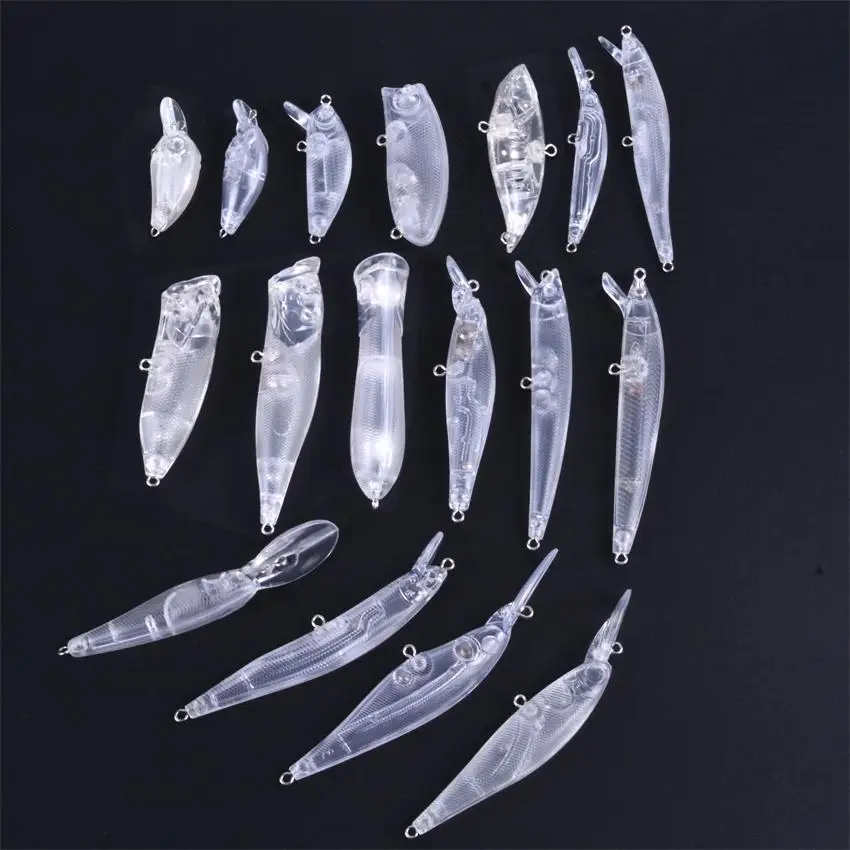 17pcs/set Lure Blank Crankbait Unpainted Hard Bait Water Bass Popper Fishing Crankbait Lure Bodies Fishing Tackle Minnow