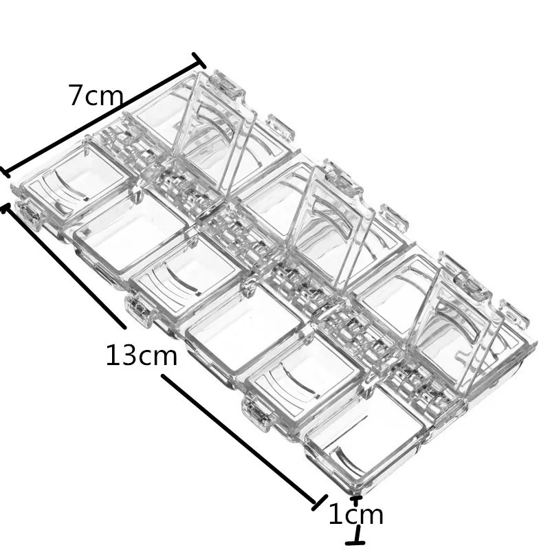 1 шт. контейнер коробка 12 шт. чеки пустые украшения для нейл-арта чехол для хранения художественных аксессуаров Стразы для ногтей чехол для украшений - Цвет: Прозрачный