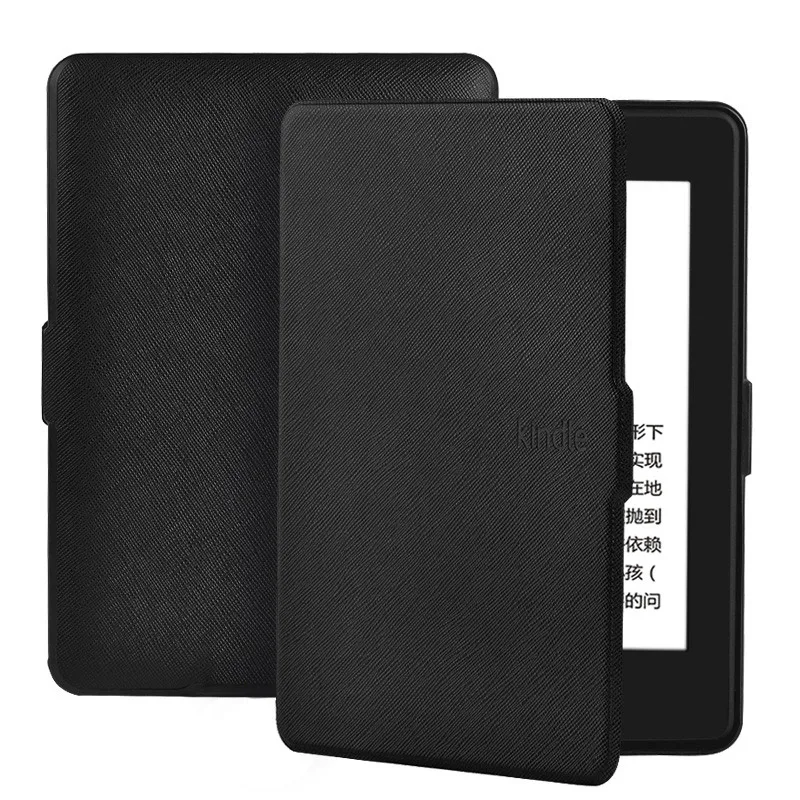 Чехол для funda Kindle Paperwhite 1, 2, 3, 6 дюймов, супертонкий чехол с функцией автоматического пробуждения/сна, смарт-чехол из искусственной кожи для Kindle Paperwhite 3 capa para - Цвет: black