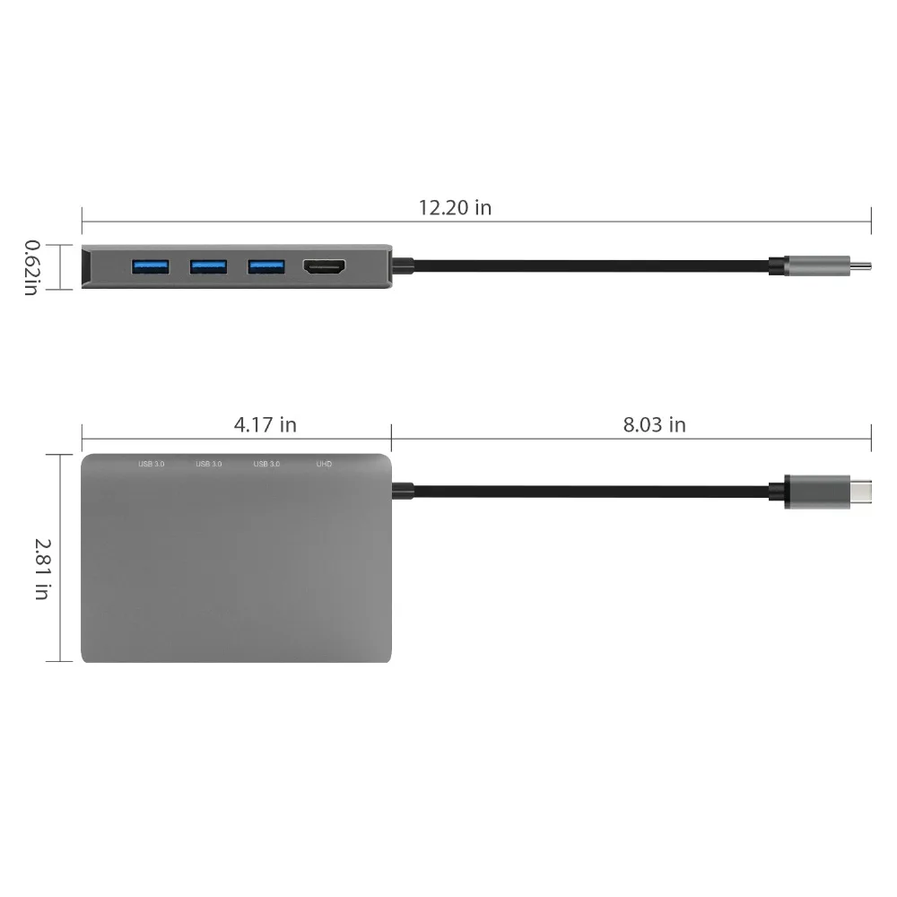  JZYuan 9 in 1 HUB USB C 3.1 HUB to HDMI 4K/30Hz Ethernet RJ45 Type C Charging Dock For MacBook Pro 