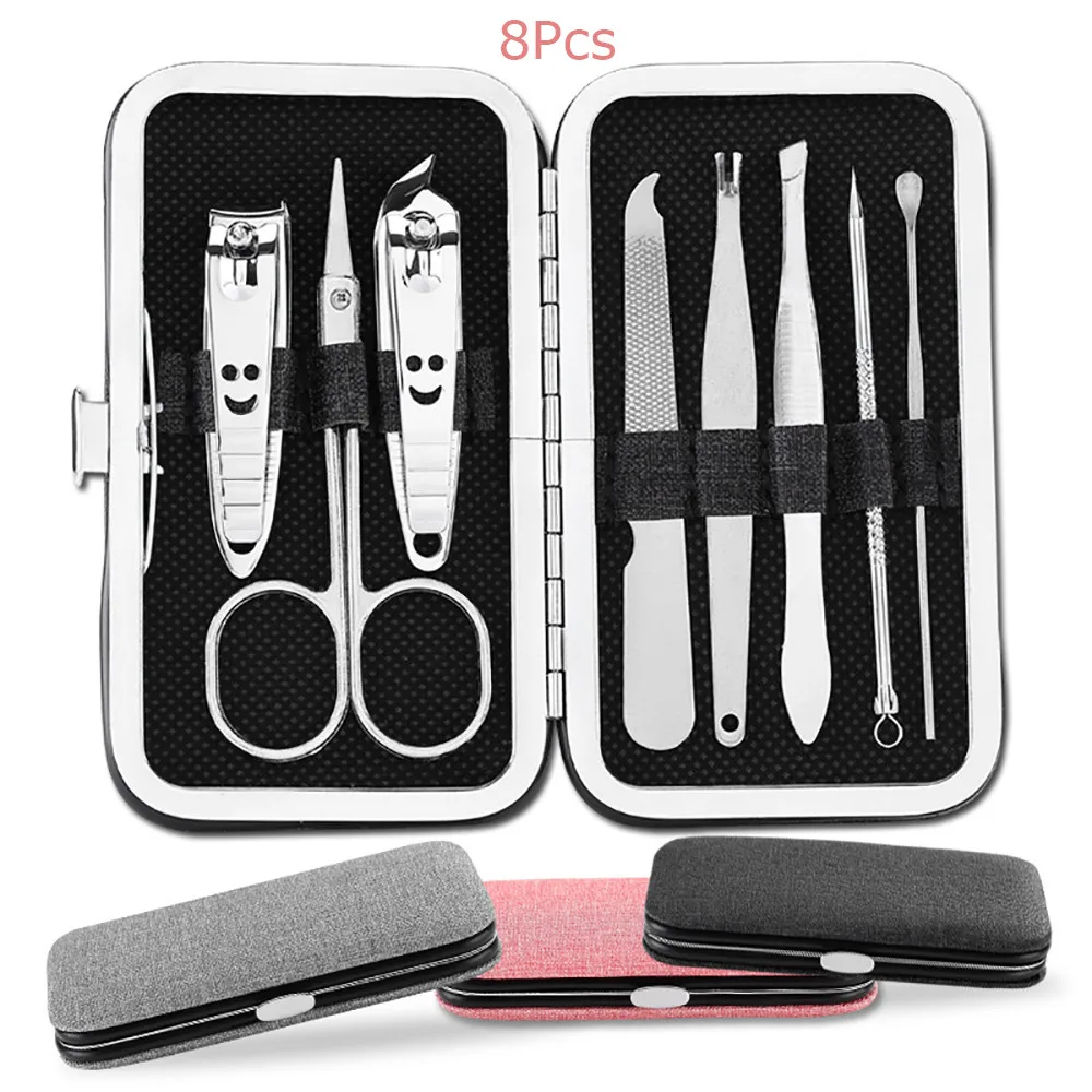 

8 PC Manicure Pedicure Set Stainless Steel Manicure Kit Nail Clippers Scissors Suit Set Kits Manicure Nail Art Tools Set