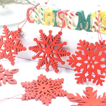 

6pcs Navidad Wooden Snowflakes Pendant Ornaments Christmas Tree Decorations for Home Natal Noel Outdoor Decor New Year Kids Gift