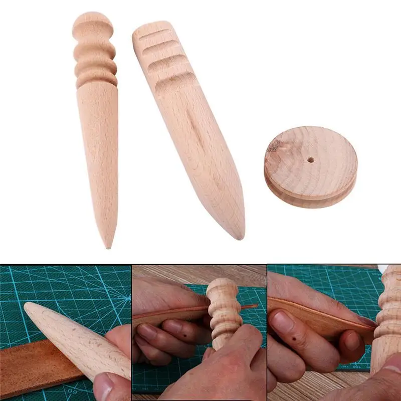 

Multi-Size Wood Slicker Leather Leathercraft Solid Wood Round Burnishing Edge for Polished Edge Leather Craft Working Tool